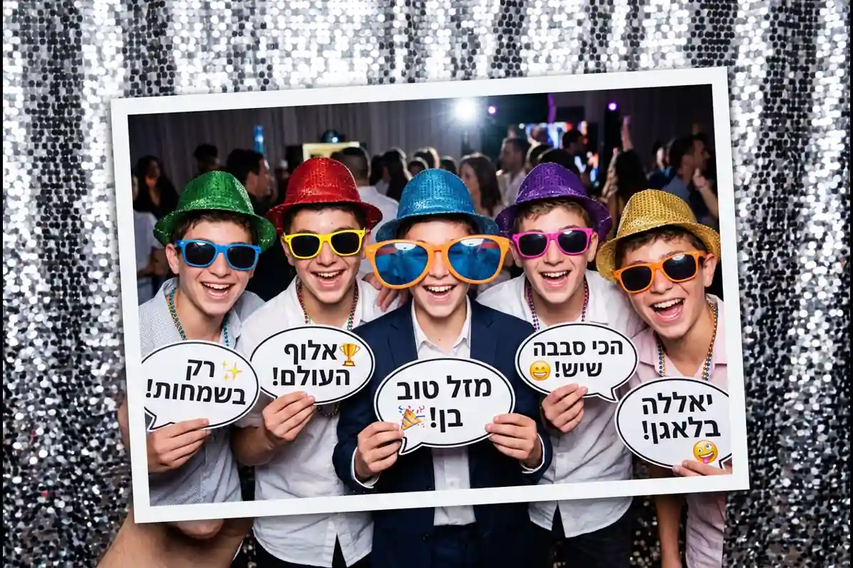 חברים מחזיקים שלטי צילום משעשעים ומגנטים למזכרת